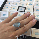 טבעת אקווה מרין וזהב 14 קראט